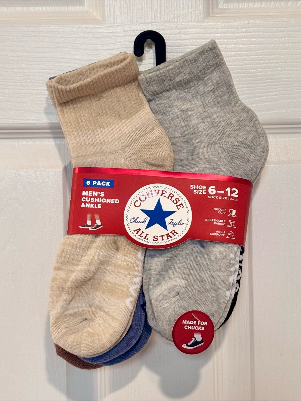Converse Men’s Chuck Taylor All Star Cushioned Ankle 6 Pair Socks SZ 6-12 NEW